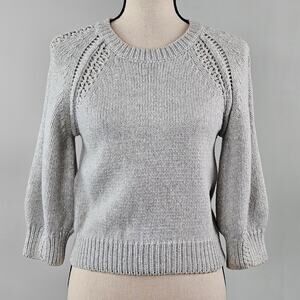 3.1 Phillip Lim Women's Gray Knit 3/4 Sleeve Sweater | Small | FLAWS